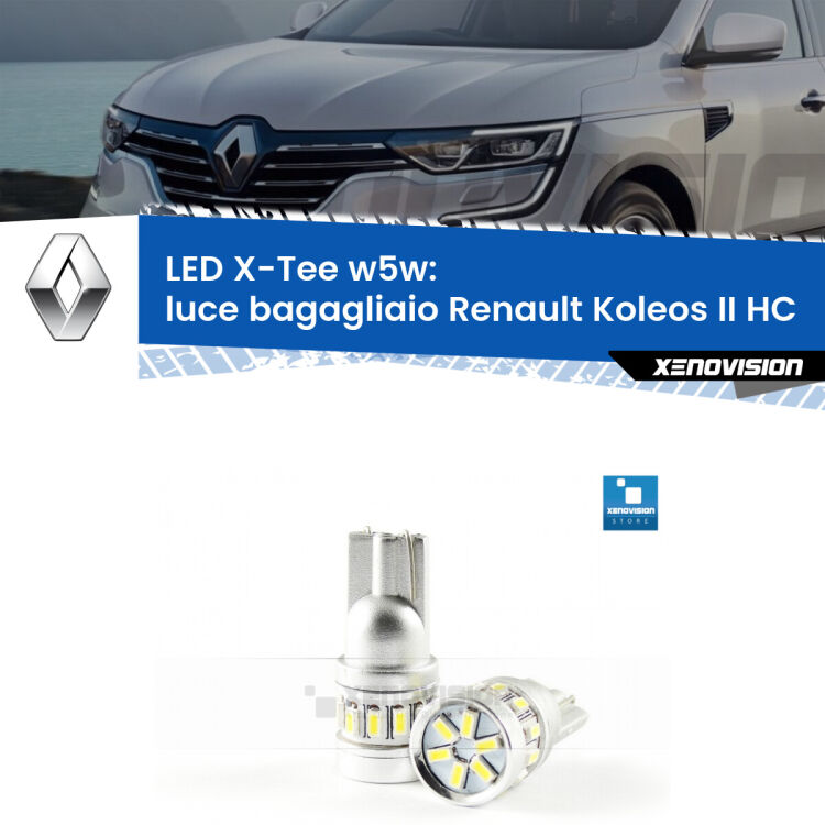 <strong>LED luce bagagliaio per Renault Koleos II</strong> HC 2016 in poi. Lampade <strong>W5W</strong> modello X-Tee Xenovision top di gamma.