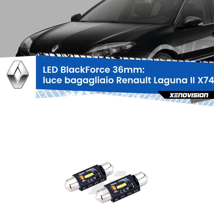 <strong>LED luce bagagliaio 36mm per Renault Laguna II</strong> X74 2000 - 2006. Coppia lampadine <strong>C5W</strong>modello BlackForce Xenovision.