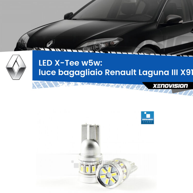 <strong>LED luce bagagliaio per Renault Laguna III</strong> X91 2007 - 2015. Lampade <strong>W5W</strong> modello X-Tee Xenovision top di gamma.