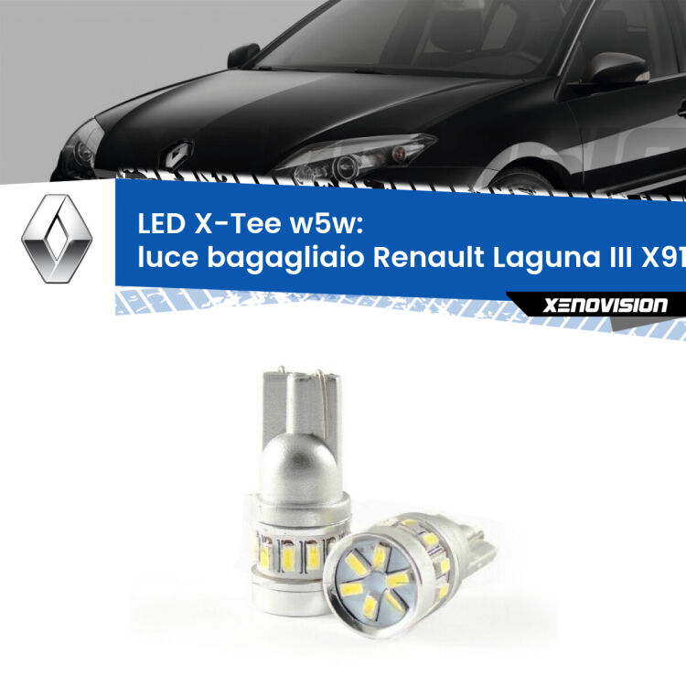 0 Luce Bagagliaio LED per Renault Laguna III X91 2007 - 2015: W5W X-Tee <strong>LED luce bagagliaio per Renault Laguna III</strong> X91 2007 - 2015. Lampade <strong>W5W</strong> modello X-Tee Xenovision top di gamma.