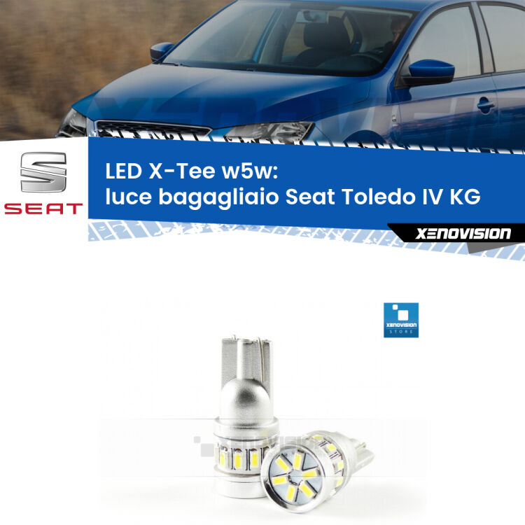 <strong>LED luce bagagliaio per Seat Toledo IV</strong> KG 2012 - 2019. Lampade <strong>W5W</strong> modello X-Tee Xenovision top di gamma.