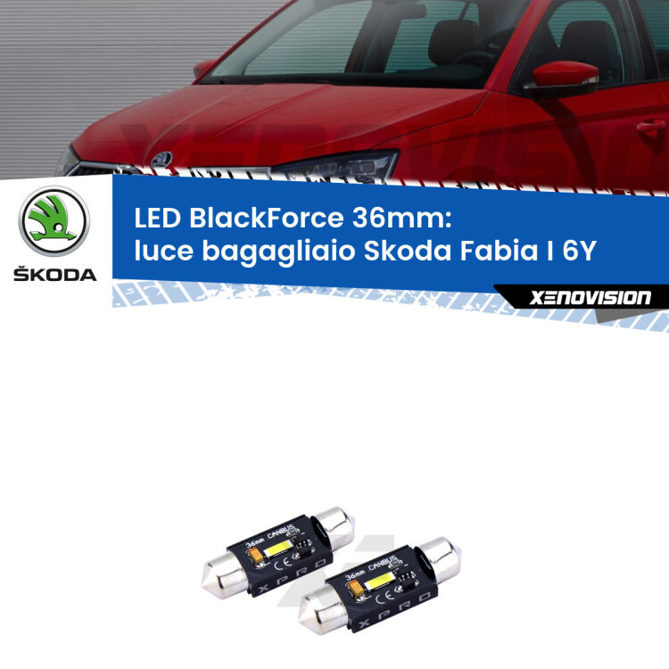 <strong>LED luce bagagliaio 36mm per Skoda Fabia I</strong> 6Y 1999 - 2006. Coppia lampadine <strong>C5W</strong>modello BlackForce Xenovision.