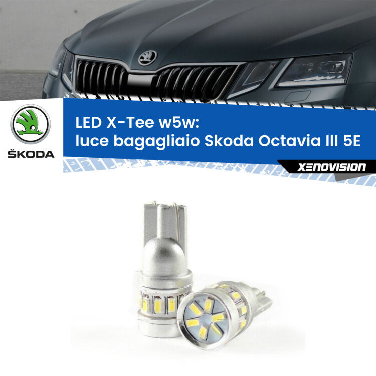 0 Luce Bagagliaio LED per Skoda Octavia III 5E 2012 - 2018: W5W X-Tee <strong>LED luce bagagliaio per Skoda Octavia III</strong> 5E 2012 - 2018. Lampade <strong>W5W</strong> modello X-Tee Xenovision top di gamma.