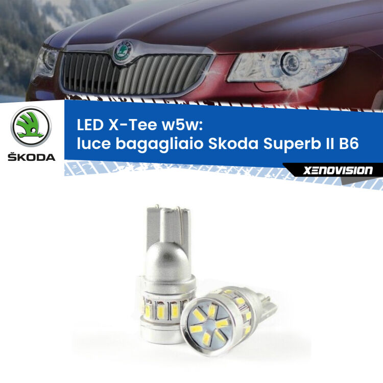 0 Luce Bagagliaio LED per Skoda Superb II B6 2008 - 2015: W5W X-Tee <strong>LED luce bagagliaio per Skoda Superb II</strong> B6 2008 - 2015. Lampade <strong>W5W</strong> modello X-Tee Xenovision top di gamma.