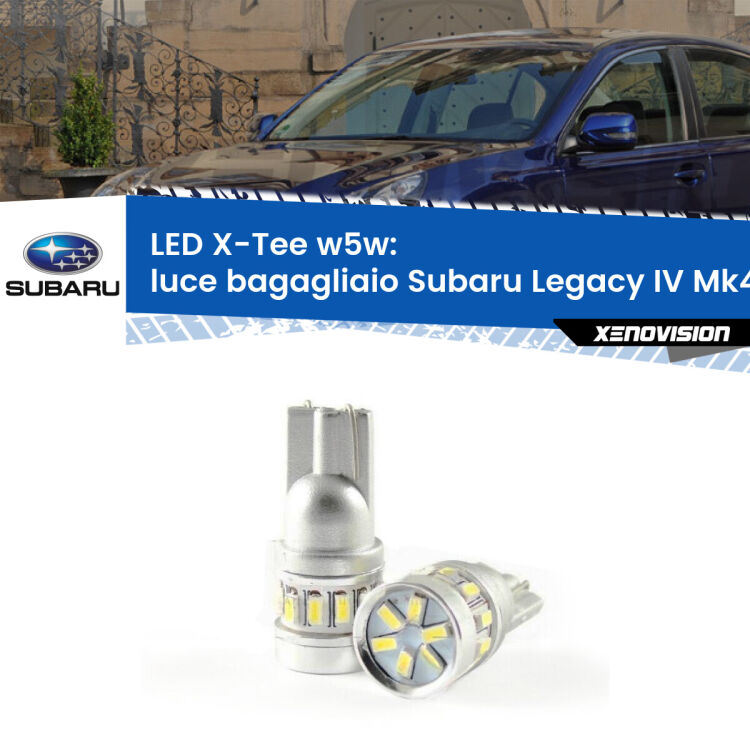0 Luce Bagagliaio LED per Subaru Legacy IV Mk4 2003 - 2009: W5W X-Tee <strong>LED luce bagagliaio per Subaru Legacy IV</strong> Mk4 2003 - 2009. Lampade <strong>W5W</strong> modello X-Tee Xenovision top di gamma.