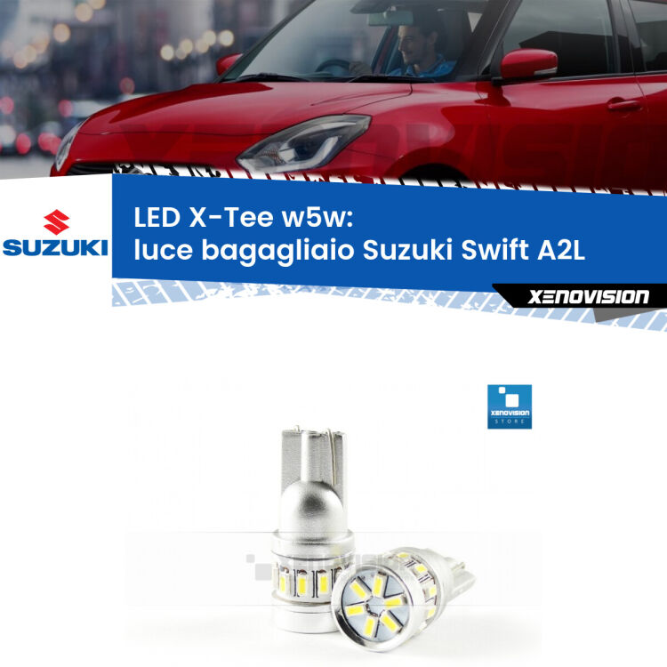 <strong>LED luce bagagliaio per Suzuki Swift</strong> A2L 2017 in poi. Lampade <strong>W5W</strong> modello X-Tee Xenovision top di gamma.