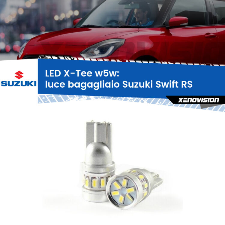 0 Luce Bagagliaio LED per Suzuki Swift RS 2005 - 2010: W5W X-Tee <strong>LED luce bagagliaio per Suzuki Swift</strong> RS 2005 - 2010. Lampade <strong>W5W</strong> modello X-Tee Xenovision top di gamma.