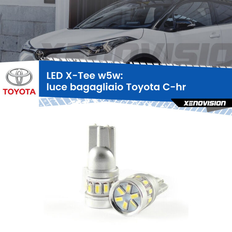 0 Luce Bagagliaio LED per Toyota C-hr  2016 in poi: W5W X-Tee <strong>LED luce bagagliaio per Toyota C-hr</strong>  2016 in poi. Lampade <strong>W5W</strong> modello X-Tee Xenovision top di gamma.