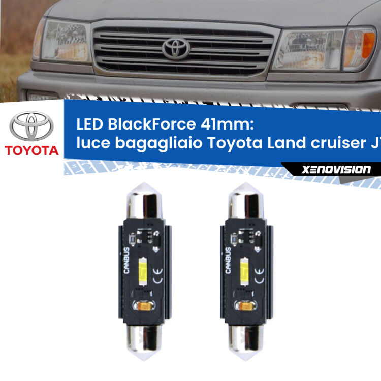0 Luce Bagagliaio LED per Toyota Land cruiser J100 1998 - 2007: C5W BlackForce 41mm (Coppia) <strong>Luce Bagagliaio LED per Toyota Land cruiser</strong> J100 1998 - 2007. Coppia lampade <strong>C5W</strong> 41mm modello BlackForce canbus.