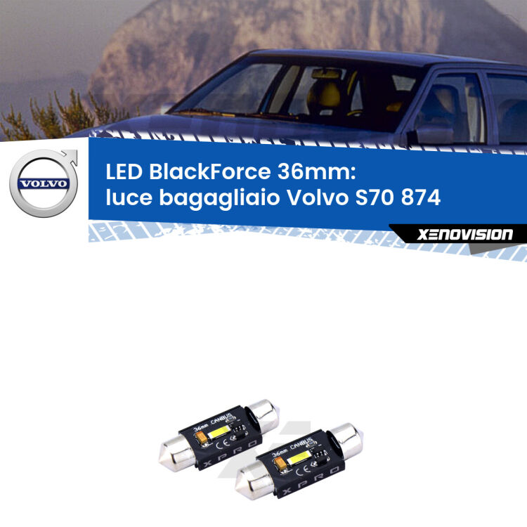 <strong>LED luce bagagliaio 36mm per Volvo S70</strong> 874 1997 - 2000. Coppia lampadine <strong>C5W</strong>modello BlackForce Xenovision.