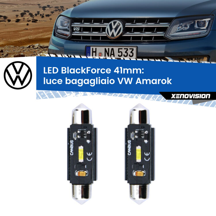 0 Luce Bagagliaio LED per VW Amarok  2010 - 2016: C5W BlackForce 41mm (Coppia) <strong>Luce Bagagliaio LED per VW Amarok</strong>  2010 - 2016. Coppia lampade <strong>C5W</strong> 41mm modello BlackForce canbus.