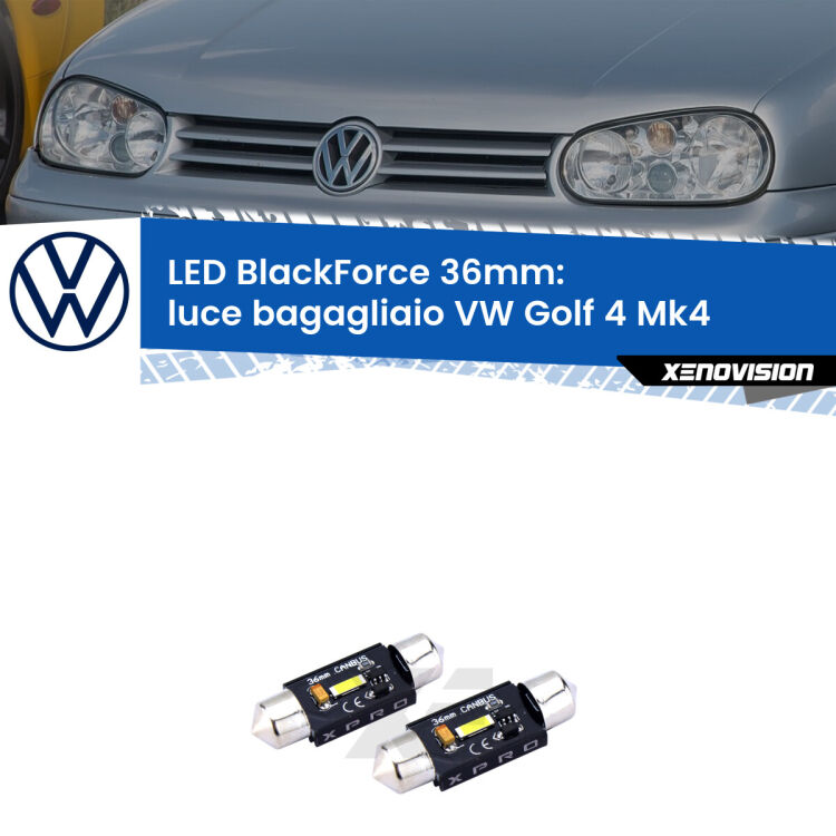 <strong>LED luce bagagliaio 36mm per VW Golf 4</strong> Mk4 Versione 1. Coppia lampadine <strong>C5W</strong>modello BlackForce Xenovision.