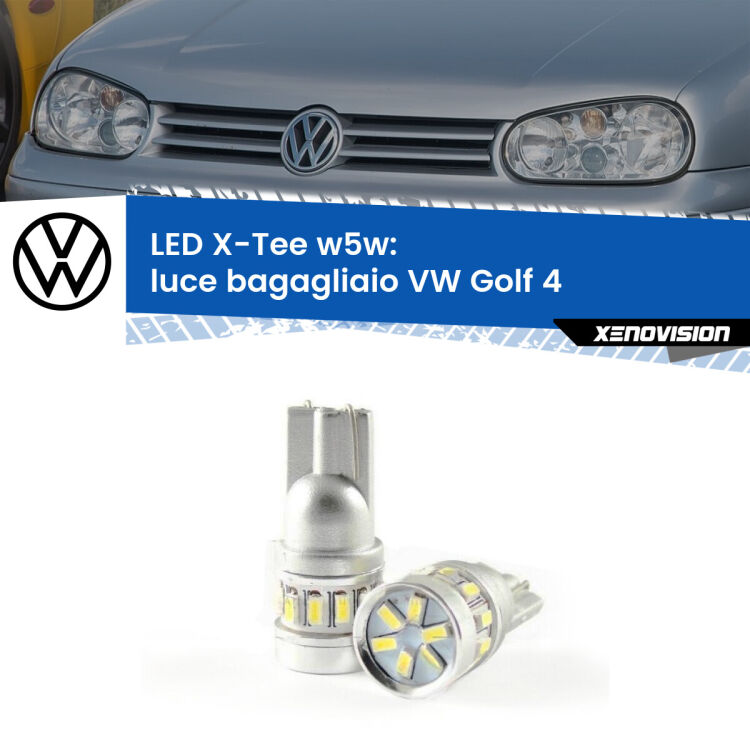 0 Luce Bagagliaio LED per VW Golf 4 Versione 2: W5W X-Tee <strong>LED luce bagagliaio per VW Golf 4</strong> Versione 2. Lampade <strong>W5W</strong> modello X-Tee Xenovision top di gamma.