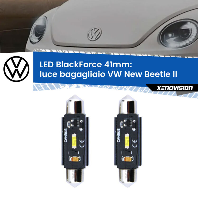 0 Luce Bagagliaio LED per VW New Beetle II 2011 - 2019: C5W BlackForce 41mm (Coppia) <strong>Luce Bagagliaio LED per VW New Beetle</strong> II 2011 - 2019. Coppia lampade <strong>C5W</strong> 41mm modello BlackForce canbus.