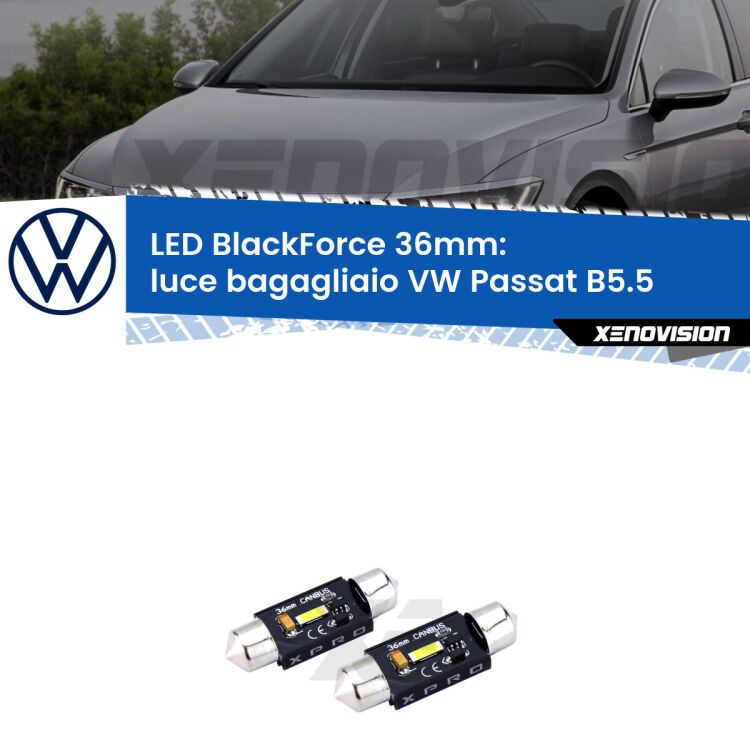 <strong>LED luce bagagliaio 36mm per VW Passat</strong> B5.5 2000 - 2005. Coppia lampadine <strong>C5W</strong>modello BlackForce Xenovision.