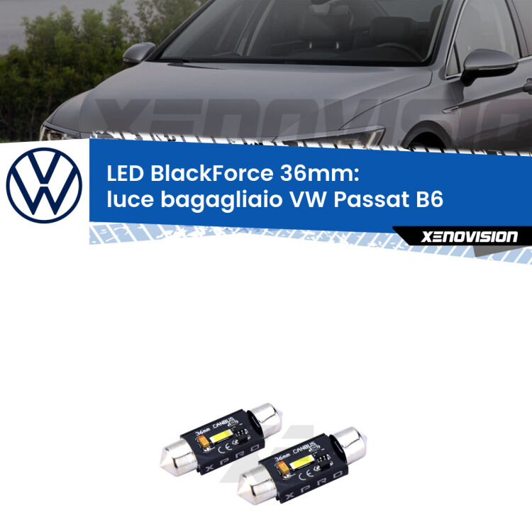 <strong>LED luce bagagliaio 36mm per VW Passat</strong> B6 2005 - 2010. Coppia lampadine <strong>C5W</strong>modello BlackForce Xenovision.