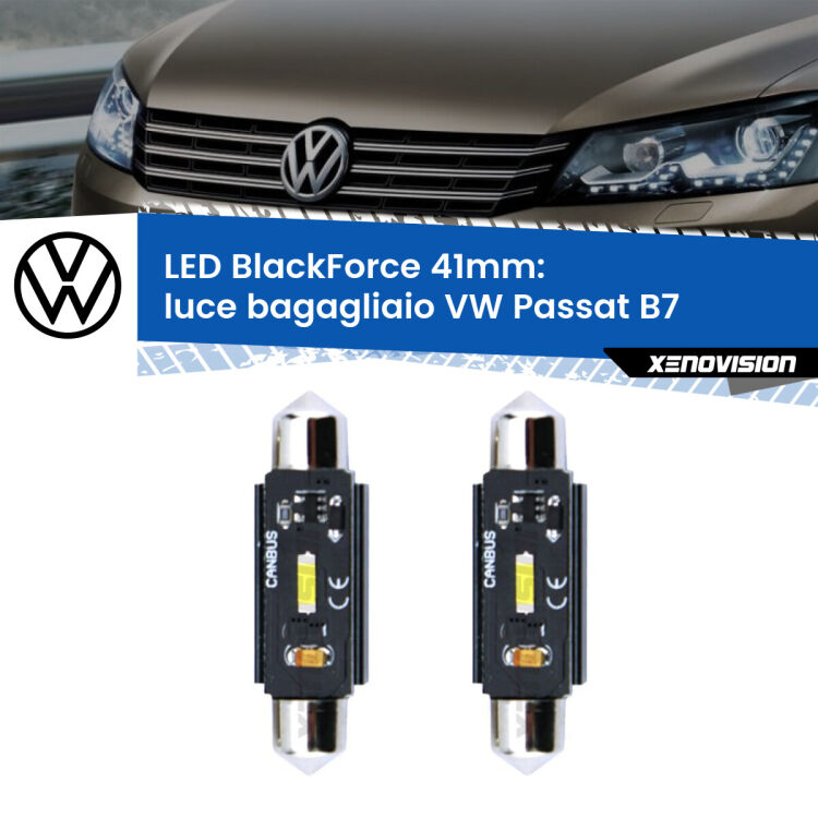 0 Luce Bagagliaio LED per VW Passat B7 2010 - 2014: C5W BlackForce 41mm (Coppia) <strong>Luce Bagagliaio LED per VW Passat</strong> B7 2010 - 2014. Coppia lampade <strong>C5W</strong> 41mm modello BlackForce canbus.