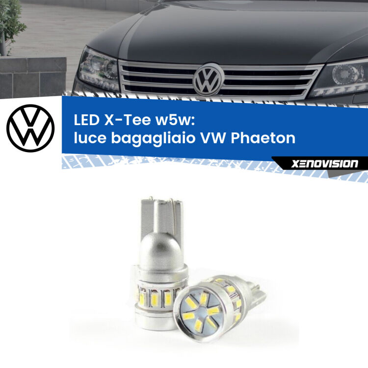 0 Luce Bagagliaio LED per VW Phaeton 2002 - 2016: W5W X-Tee <strong>LED luce bagagliaio per VW Phaeton</strong> 2002 - 2016. Lampade <strong>W5W</strong> modello X-Tee Xenovision top di gamma.
