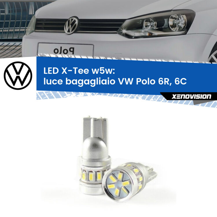 0 Luce Bagagliaio LED per VW Polo 6R, 6C 2009 - 2016: W5W X-Tee <strong>LED luce bagagliaio per VW Polo</strong> 6R, 6C 2009 - 2016. Lampade <strong>W5W</strong> modello X-Tee Xenovision top di gamma.