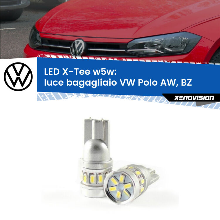 0 Luce Bagagliaio LED per VW Polo AW, BZ 2017 in poi: W5W X-Tee <strong>LED luce bagagliaio per VW Polo</strong> AW, BZ 2017 in poi. Lampade <strong>W5W</strong> modello X-Tee Xenovision top di gamma.