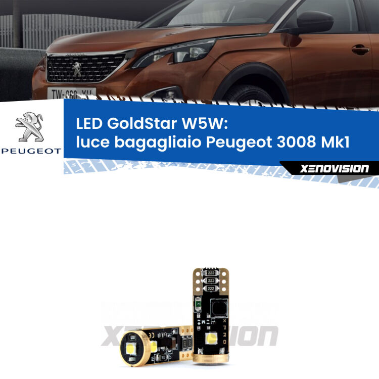 <strong>Luce Bagagliaio LED Peugeot 3008</strong> Mk1 2008 - 2015: ottima luminosità a 360 gradi. Si inseriscono ovunque. Canbus, Top Quality.