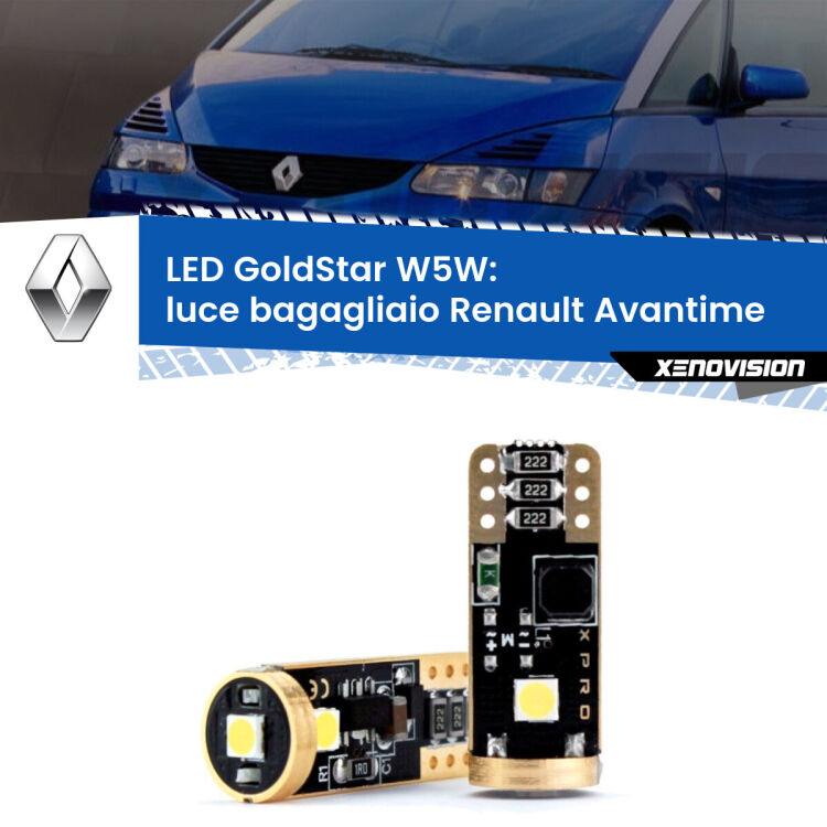 0 Luce Bagagliaio LED Renault Avantime 2001 - 2003: T10 GoldStar <strong>Luce Bagagliaio LED Renault Avantime</strong> 2001 - 2003: ottima luminosità a 360 gradi. Si inseriscono ovunque. Canbus, Top Quality.