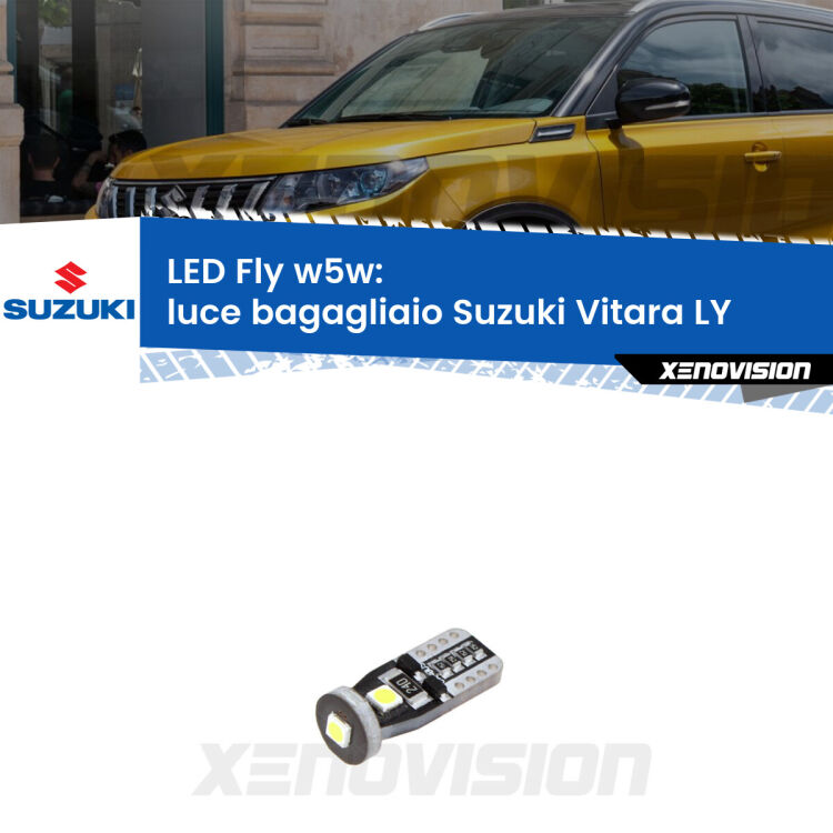 <strong>luce bagagliaio LED per Suzuki Vitara</strong> LY 2015 in poi. Coppia lampadine <strong>w5w</strong> Canbus compatte modello Fly Xenovision.