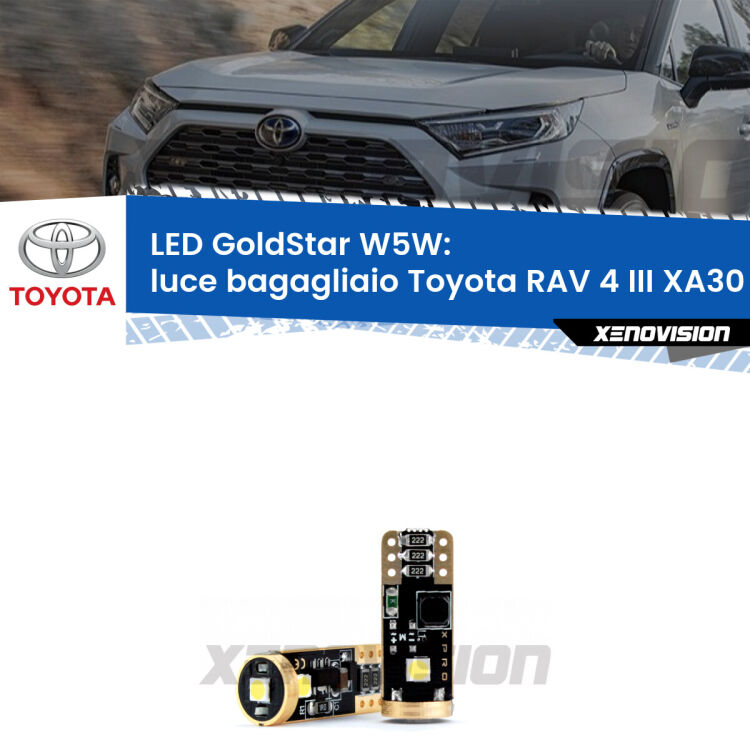 <strong>Luce Bagagliaio LED Toyota RAV 4 III</strong> XA30 2005 - 2014: ottima luminosità a 360 gradi. Si inseriscono ovunque. Canbus, Top Quality.
