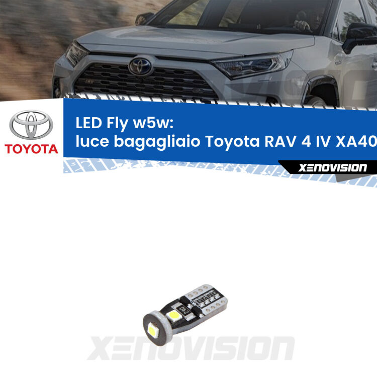 <strong>luce bagagliaio LED per Toyota RAV 4 IV</strong> XA40 2012 - 2018. Coppia lampadine <strong>w5w</strong> Canbus compatte modello Fly Xenovision.