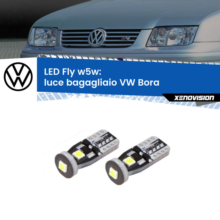 0 Luce Bagagliaio LED VW Bora Versione 1: W5W Fly <strong>luce bagagliaio LED per VW Bora</strong> Versione 1. Coppia lampadine <strong>w5w</strong> Canbus compatte modello Fly Xenovision.