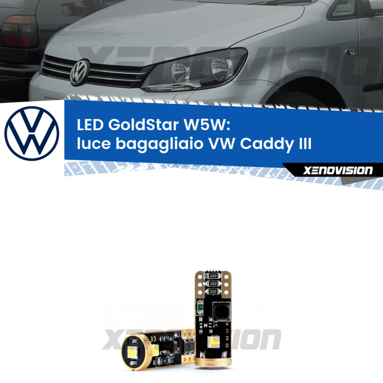 <strong>Luce Bagagliaio LED VW Caddy III</strong>  Versione 2: ottima luminosità a 360 gradi. Si inseriscono ovunque. Canbus, Top Quality.