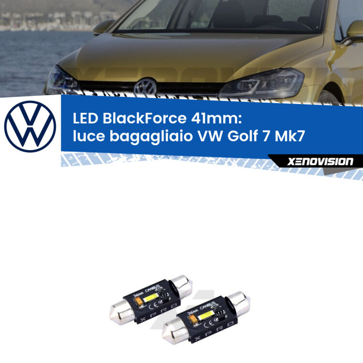 <strong>LED luce bagagliaio 41mm per VW Golf 7</strong> Mk7 2012 - 2019. Coppia lampadine <strong>C5W</strong>modello BlackForce Xenovision.
