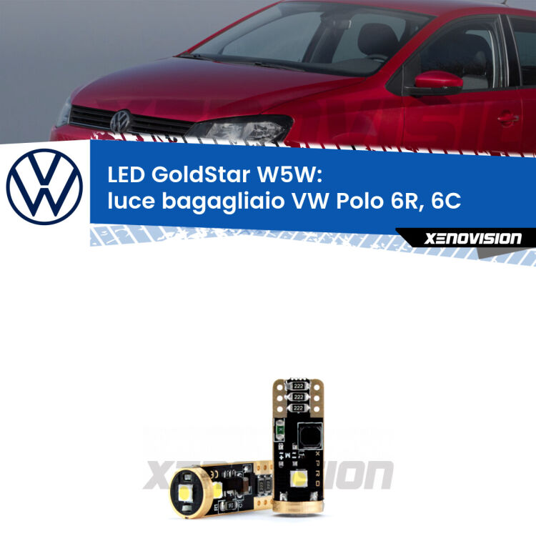 <strong>Luce Bagagliaio LED VW Polo</strong> 6R, 6C 2009 - 2016: ottima luminosità a 360 gradi. Si inseriscono ovunque. Canbus, Top Quality.