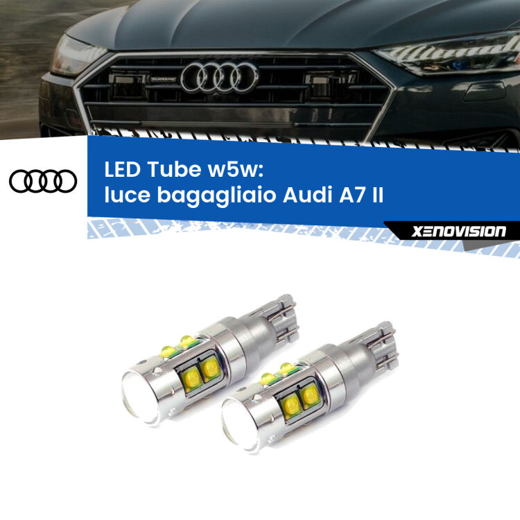 0 Luce Bagagliaio LED W5W Audi A7 II 2019 in poi W5W Tube <strong>Luce Bagagliaio LED 6000k per Audi A7</strong> II 2019 in poi. Lampadine <strong>W5W</strong> canbus modello Tube, luce bianco lunare, lunga durata e compatibilità.