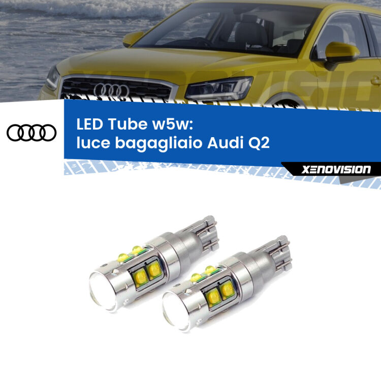 0 Luce Bagagliaio LED W5W Audi Q2 2016 - 2018 W5W Tube <strong>Luce Bagagliaio LED 6000k per Audi Q2</strong> 2016 - 2018. Lampadine <strong>W5W</strong> canbus modello Tube, luce bianco lunare, lunga durata e compatibilità.