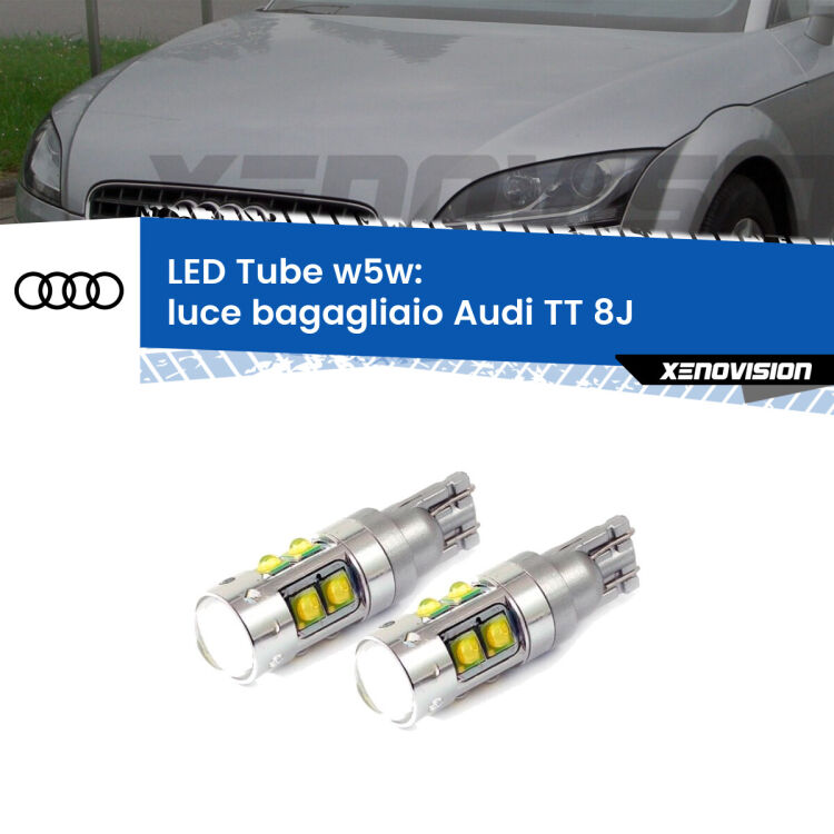 0 Luce Bagagliaio LED W5W Audi TT 8J 2006 - 2014 W5W Tube <strong>Luce Bagagliaio LED 6000k per Audi TT</strong> 8J 2006 - 2014. Lampadine <strong>W5W</strong> canbus modello Tube, luce bianco lunare, lunga durata e compatibilità.