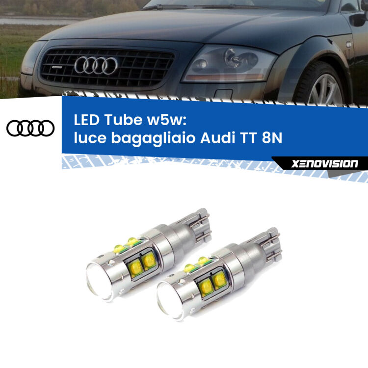 0 Luce Bagagliaio LED W5W Audi TT 8N 1998 - 2006 W5W Tube <strong>Luce Bagagliaio LED 6000k per Audi TT</strong> 8N 1998 - 2006. Lampadine <strong>W5W</strong> canbus modello Tube, luce bianco lunare, lunga durata e compatibilità.
