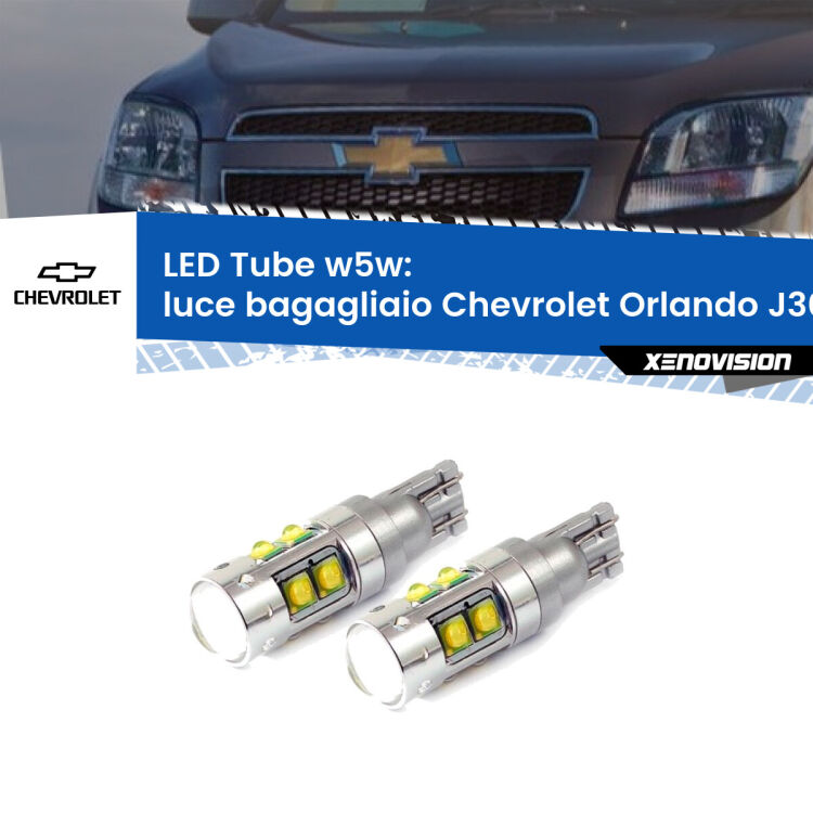 0 Luce Bagagliaio LED W5W Chevrolet Orlando J309 2011 - 2019 W5W Tube <strong>Luce Bagagliaio LED 6000k per Chevrolet Orlando</strong> J309 2011 - 2019. Lampadine <strong>W5W</strong> canbus modello Tube, luce bianco lunare, lunga durata e compatibilità.