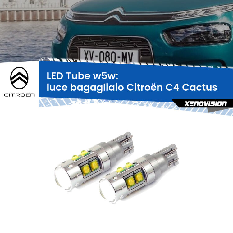 0 Luce Bagagliaio LED W5W Citroën C4 Cactus  2014 in poi W5W Tube <strong>Luce Bagagliaio LED 6000k per Citroën C4 Cactus</strong>  2014 in poi. Lampadine <strong>W5W</strong> canbus modello Tube, luce bianco lunare, lunga durata e compatibilità.