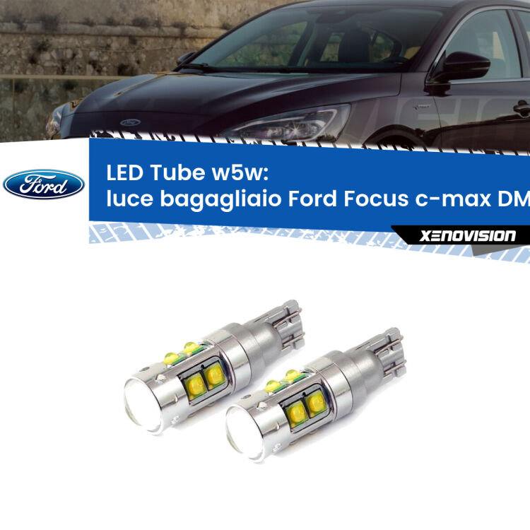 0 Luce Bagagliaio LED W5W Ford Focus c-max DM2 2003 - 2007 W5W Tube <strong>Luce Bagagliaio LED 6000k per Ford Focus c-max</strong> DM2 2003 - 2007. Lampadine <strong>W5W</strong> canbus modello Tube, luce bianco lunare, lunga durata e compatibilità.