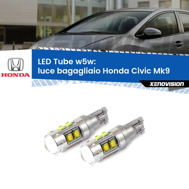 0 Luce Bagagliaio LED W5W Honda Civic Mk9 2011 - 2015 W5W Tube <strong>Luce Bagagliaio LED 6000k per Honda Civic</strong> Mk9 2011 - 2015. Lampadine <strong>W5W</strong> canbus modello Tube, luce bianco lunare, lunga durata e compatibilità.