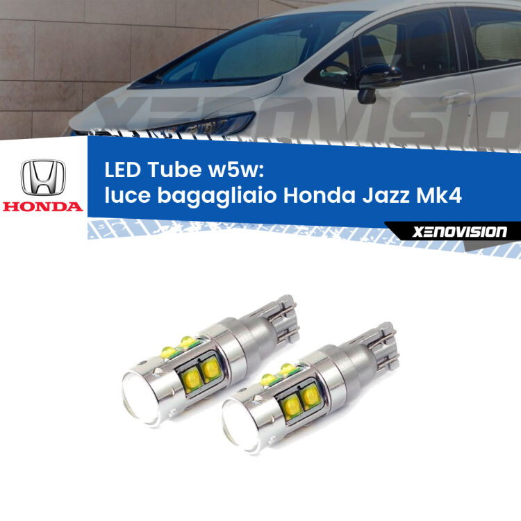 0 Luce Bagagliaio LED W5W Honda Jazz Mk4 2013 - 2019 W5W Tube <strong>Luce Bagagliaio LED 6000k per Honda Jazz</strong> Mk4 2013 - 2019. Lampadine <strong>W5W</strong> canbus modello Tube, luce bianco lunare, lunga durata e compatibilità.