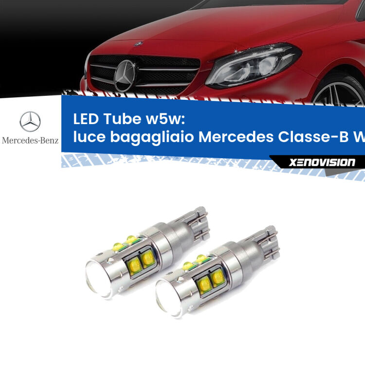 0 Luce Bagagliaio LED W5W Mercedes Classe-B W246, W242 2011 - 2018 W5W Tube <strong>Luce Bagagliaio LED 6000k per Mercedes Classe-B</strong> W246, W242 2011 - 2018. Lampadine <strong>W5W</strong> canbus modello Tube, luce bianco lunare, lunga durata e compatibilità.