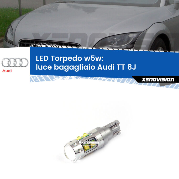 <strong>Luce Bagagliaio LED 6000k per Audi TT</strong> 8J 2006 - 2014. Lampadine <strong>W5W</strong> canbus modello Torpedo.