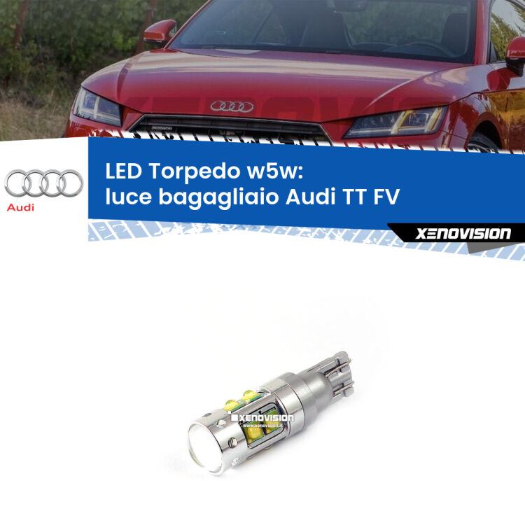 <strong>Luce Bagagliaio LED 6000k per Audi TT</strong> FV 2014 - 2018. Lampadine <strong>W5W</strong> canbus modello Torpedo.