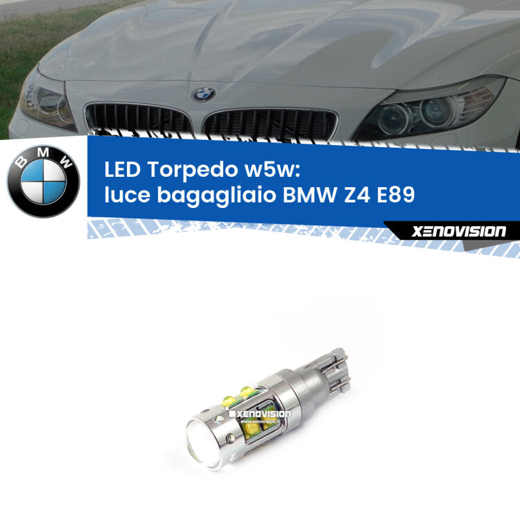 <strong>Luce Bagagliaio LED 6000k per BMW Z4</strong> E89 2009 - 2016. Lampadine <strong>W5W</strong> canbus modello Torpedo.