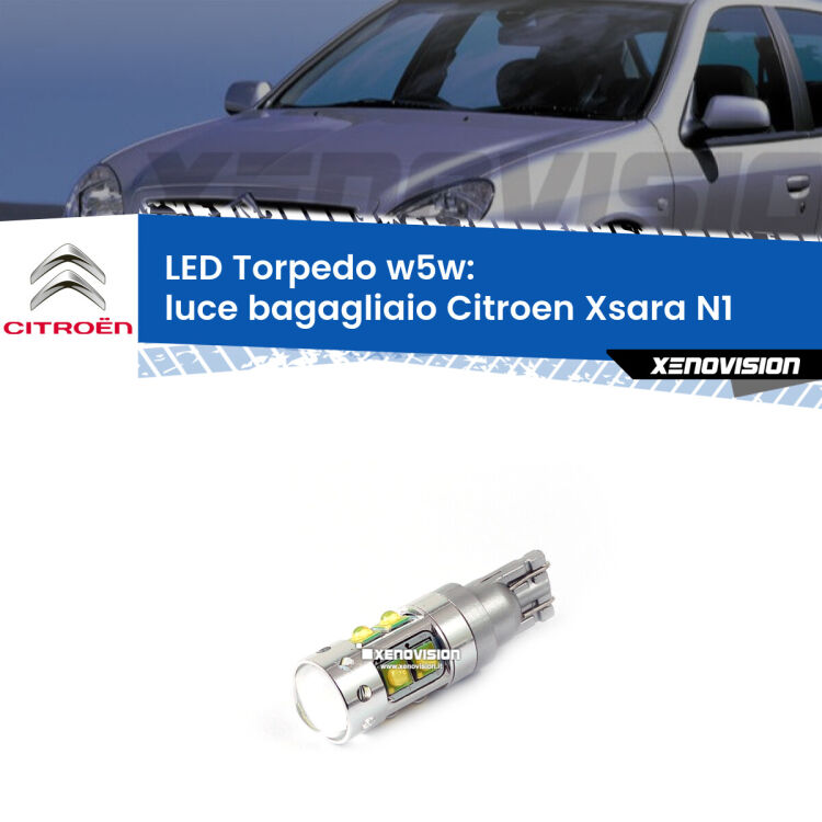 <strong>Luce Bagagliaio LED 6000k per Citroen Xsara</strong> N1 1997 - 2005. Lampadine <strong>W5W</strong> canbus modello Torpedo.