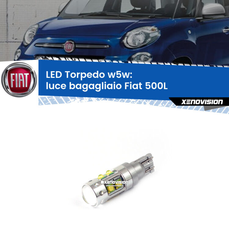 <strong>Luce Bagagliaio LED 6000k per Fiat 500L</strong>  2012 - 2018. Lampadine <strong>W5W</strong> canbus modello Torpedo.
