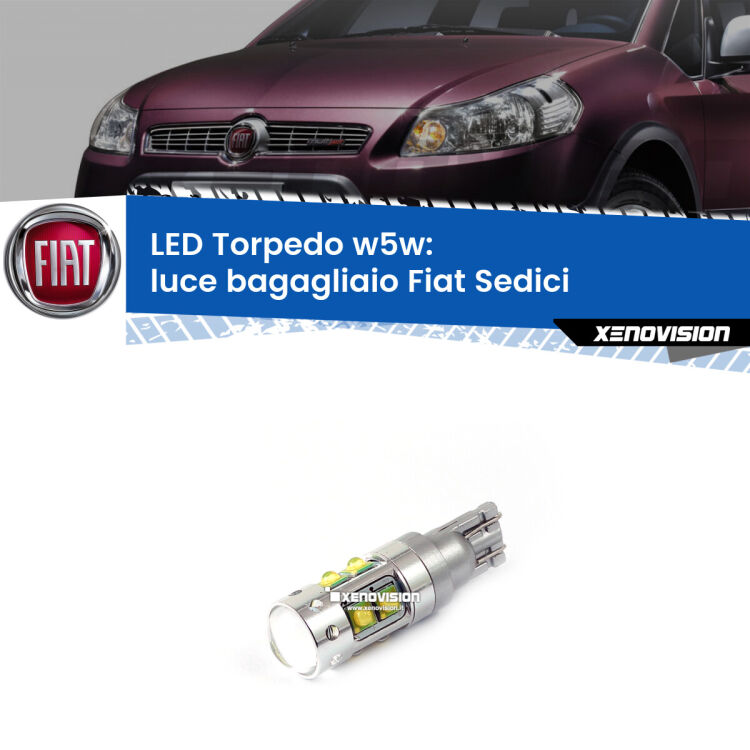 <strong>Luce Bagagliaio LED 6000k per Fiat Sedici</strong>  2006 - 2014. Lampadine <strong>W5W</strong> canbus modello Torpedo.