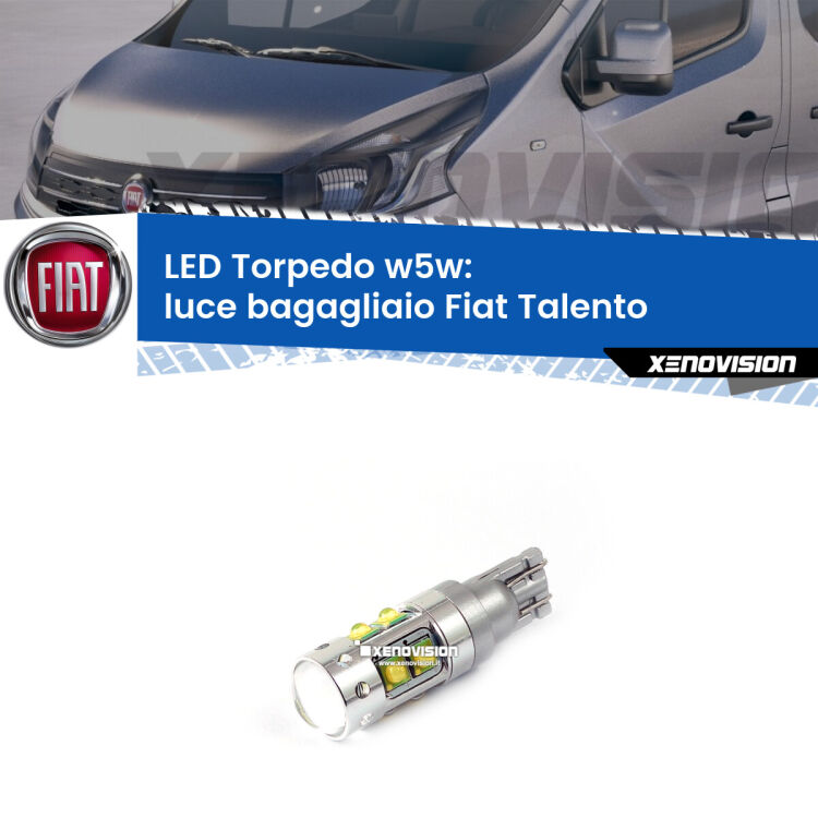 <strong>Luce Bagagliaio LED 6000k per Fiat Talento</strong>  2016 - 2020. Lampadine <strong>W5W</strong> canbus modello Torpedo.